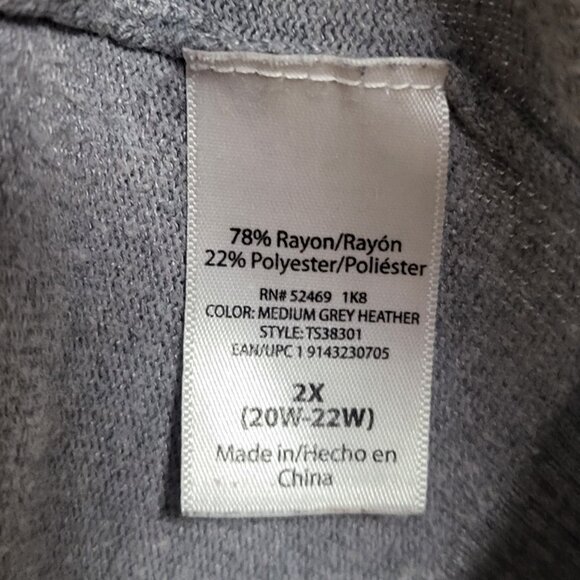 🌿Terra & Sky Women's Plus Size Gray Open Knit Cardigan 2X - Picture 6 of 13
